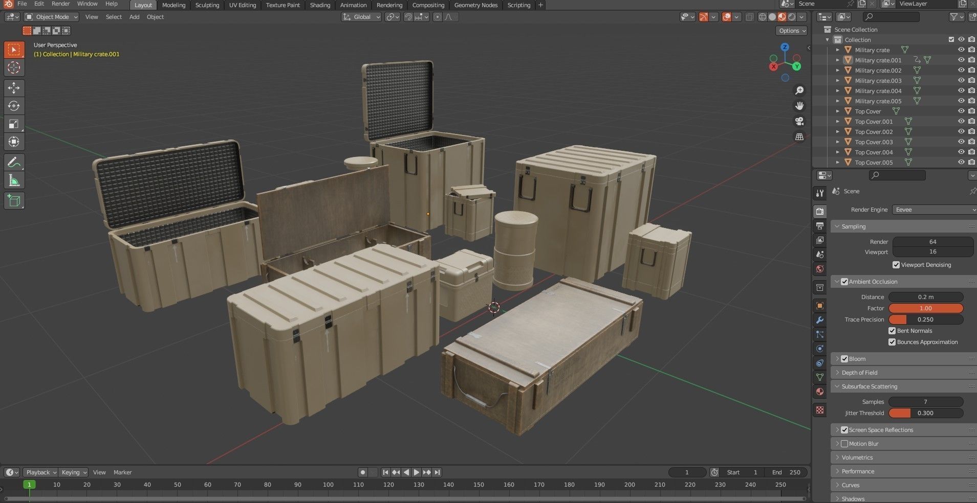 Military Crate Package Low-poly 3D model_18