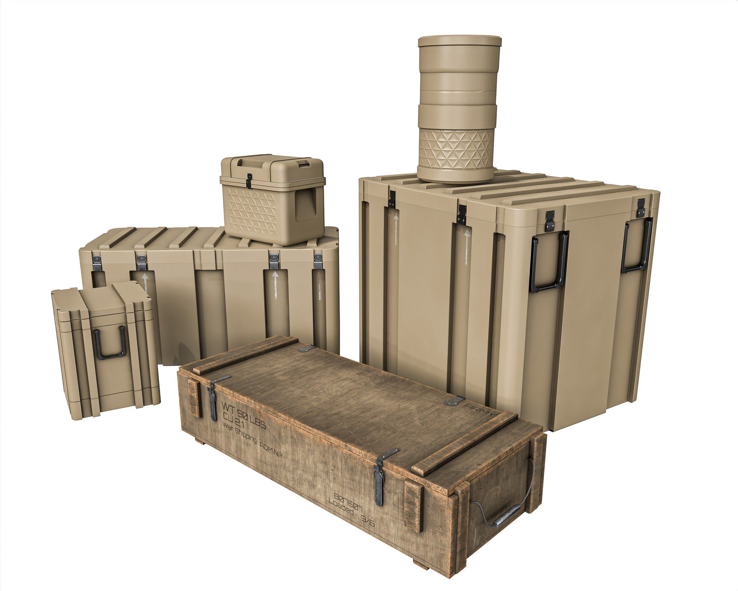 Military Crate Package Low-poly 3D model_14