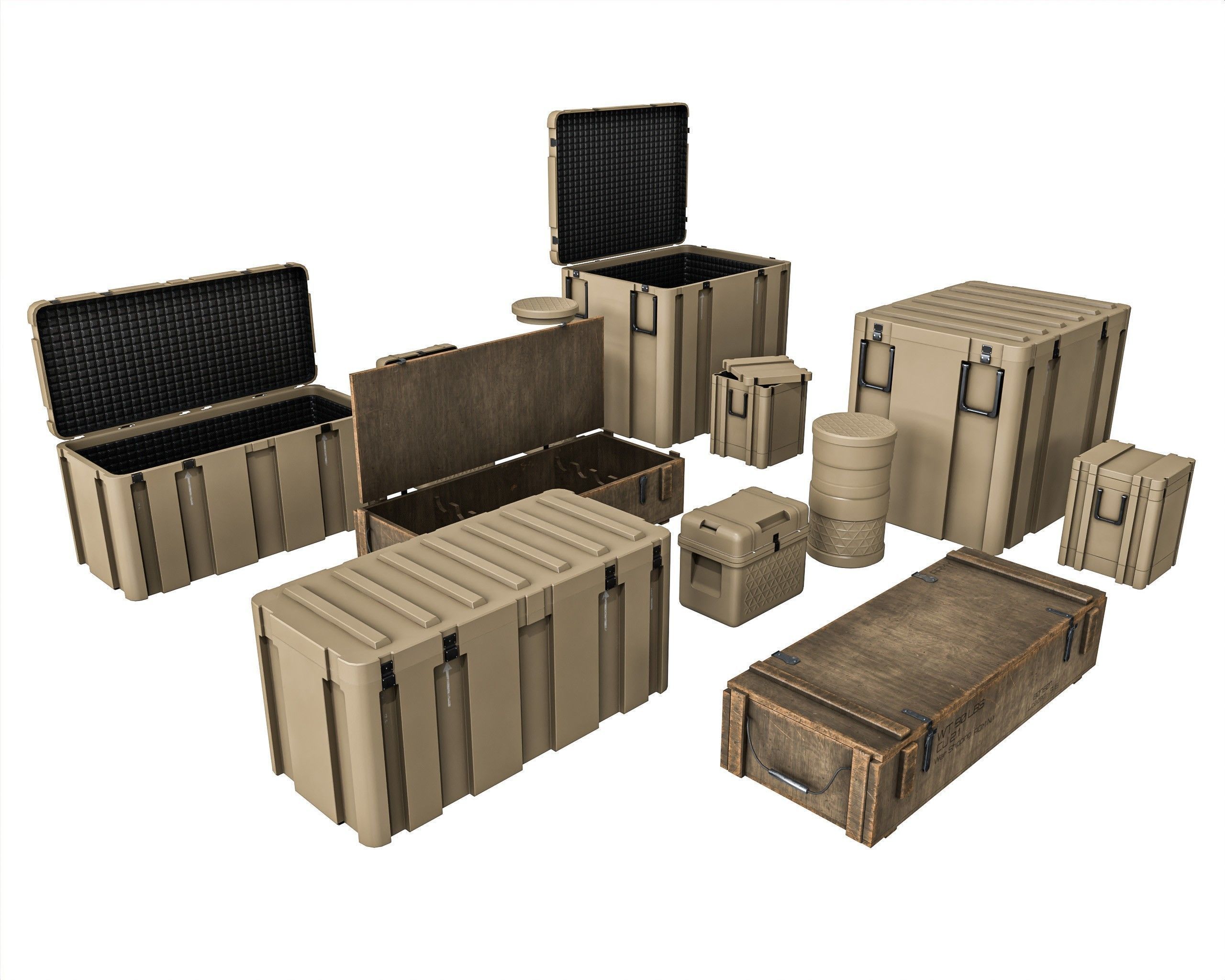 Military Crate Package Low-poly 3D model_9