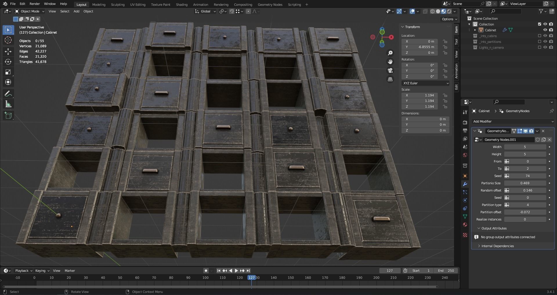 Random Cabinet and Book Shelfs Generator 3D model_5