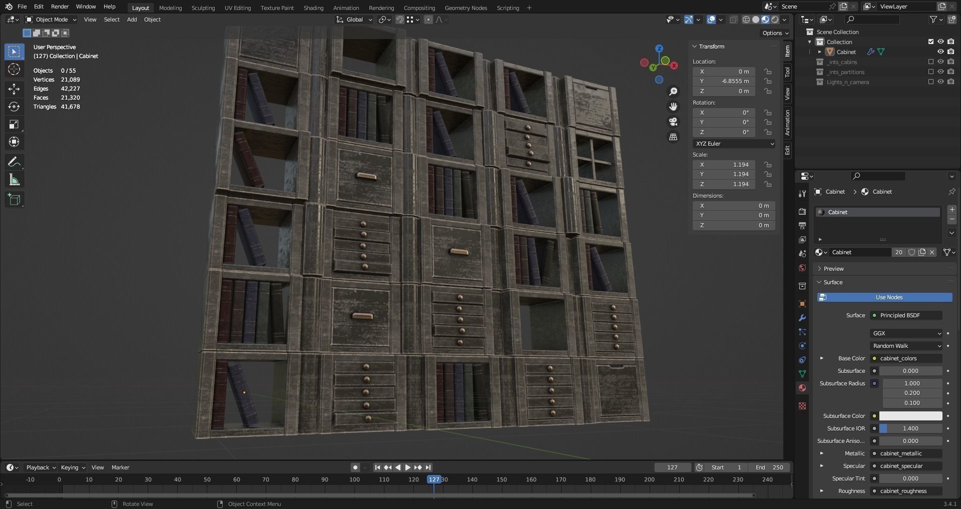 Random Cabinet and Book Shelfs Generator 3D model_4