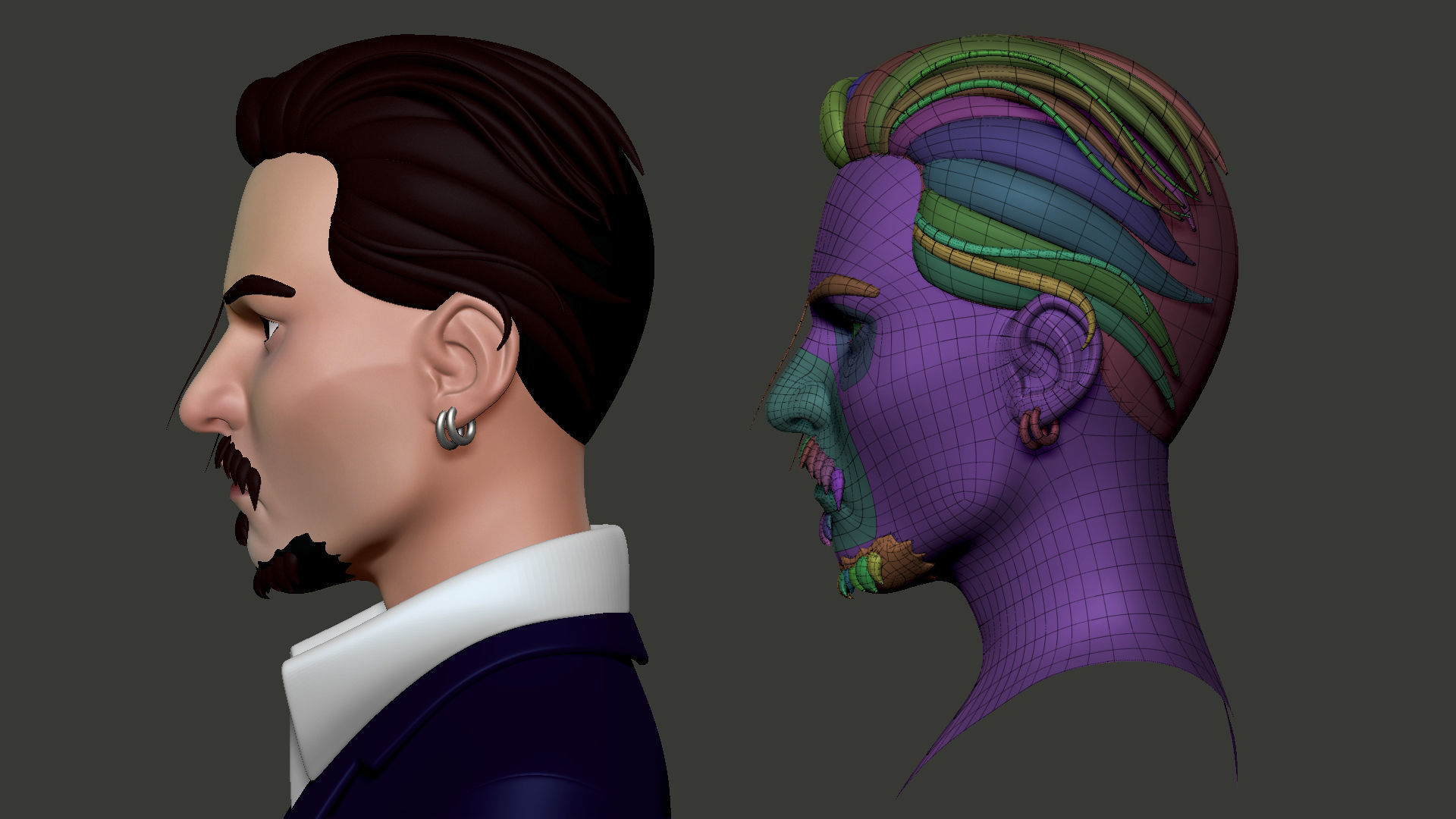 Stylized Male Character Head - Johnny Low-poly 3D model_3
