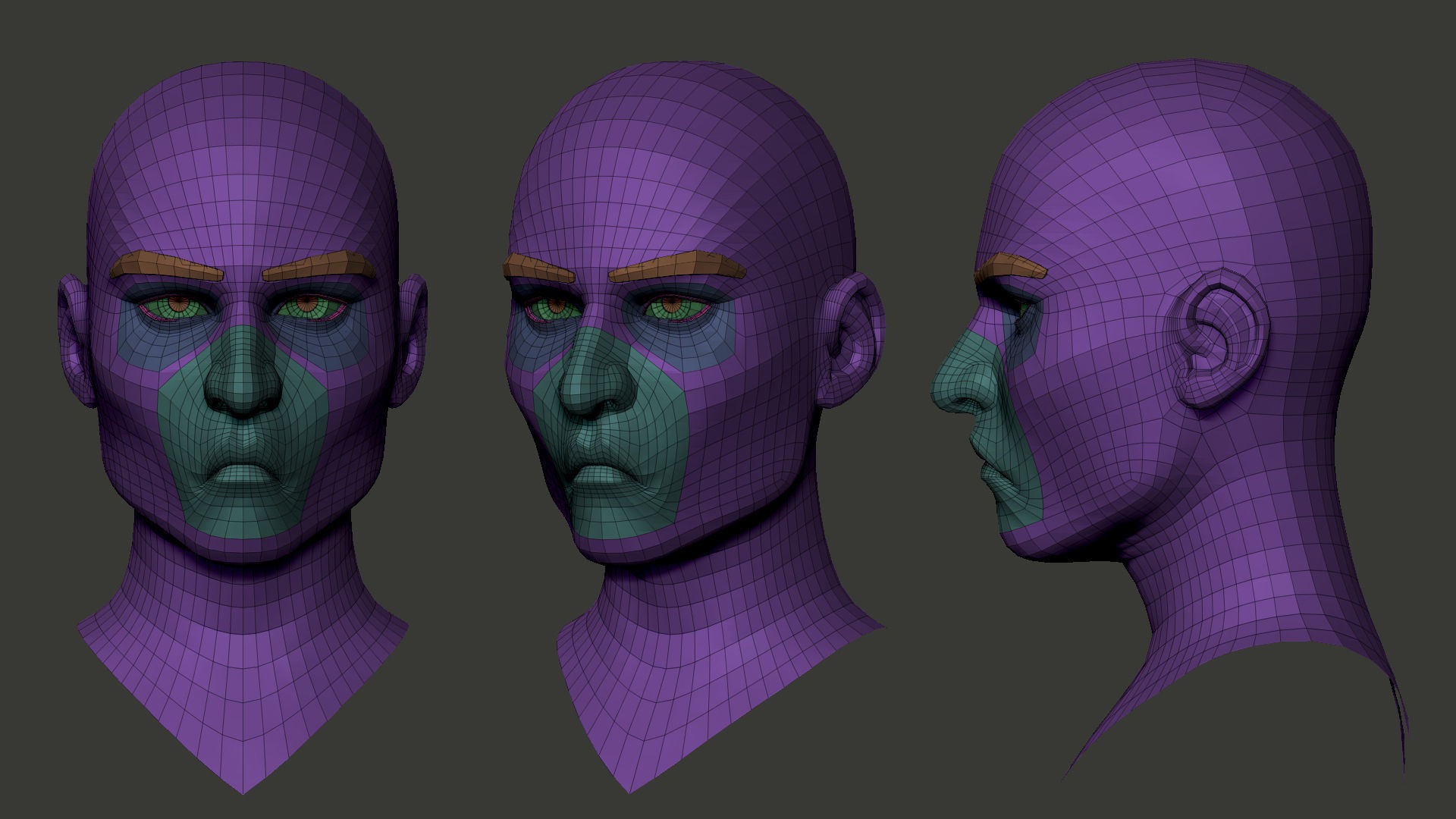 Stylized Male Character Head - Johnny Low-poly 3D model_4