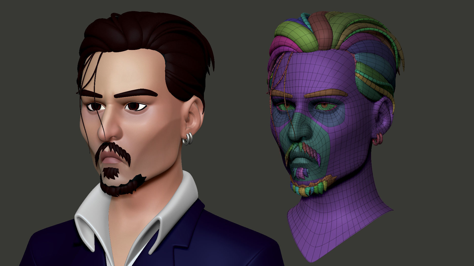 Stylized Male Character Head - Johnny Low-poly 3D model_2