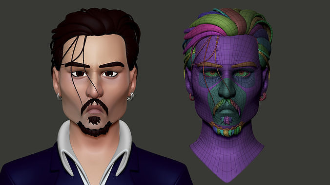 Stylized Male Character Head - Johnny Low-poly 3D model