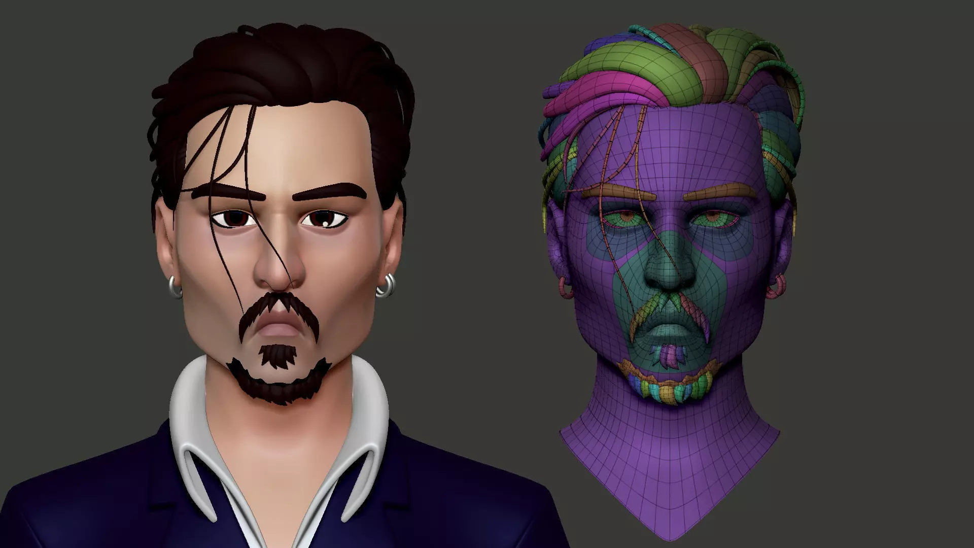 Stylized Male Character Head - Johnny Low-poly 3D model_0