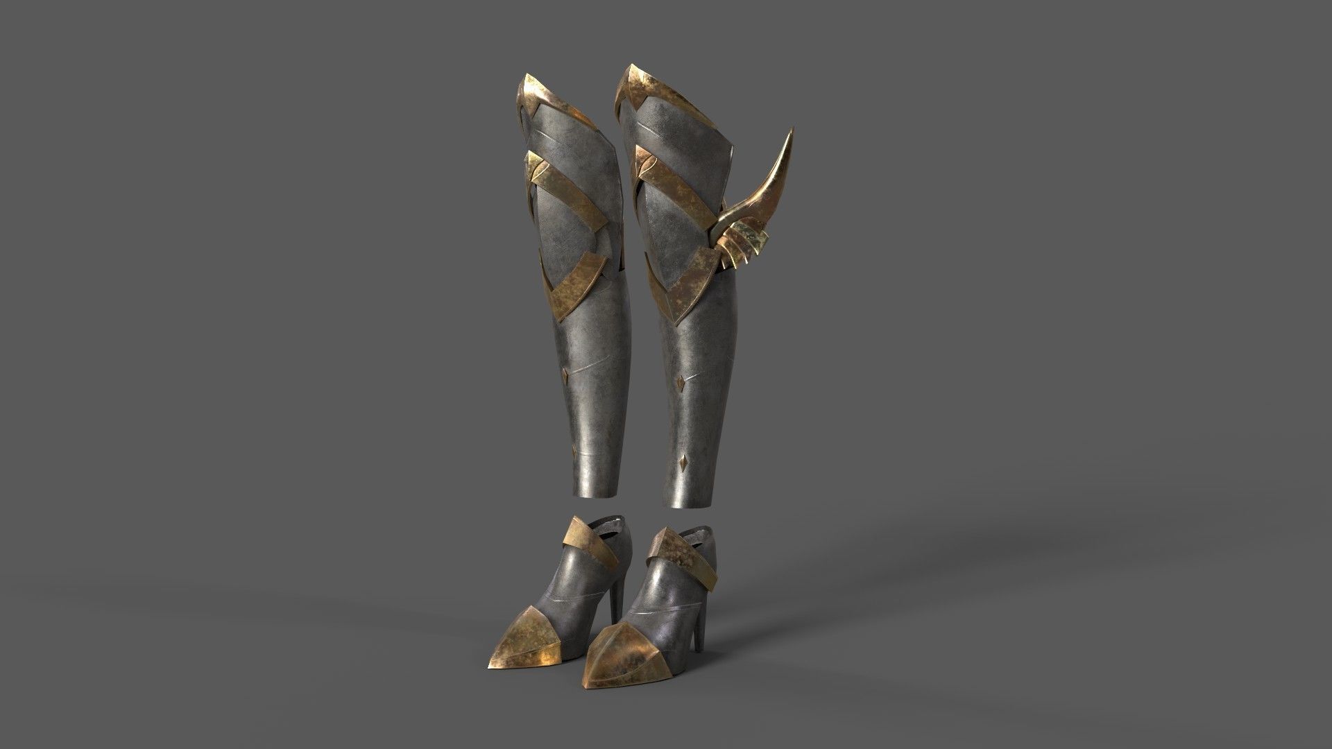 Leg Armor  game asset Low-poly 3D model_2