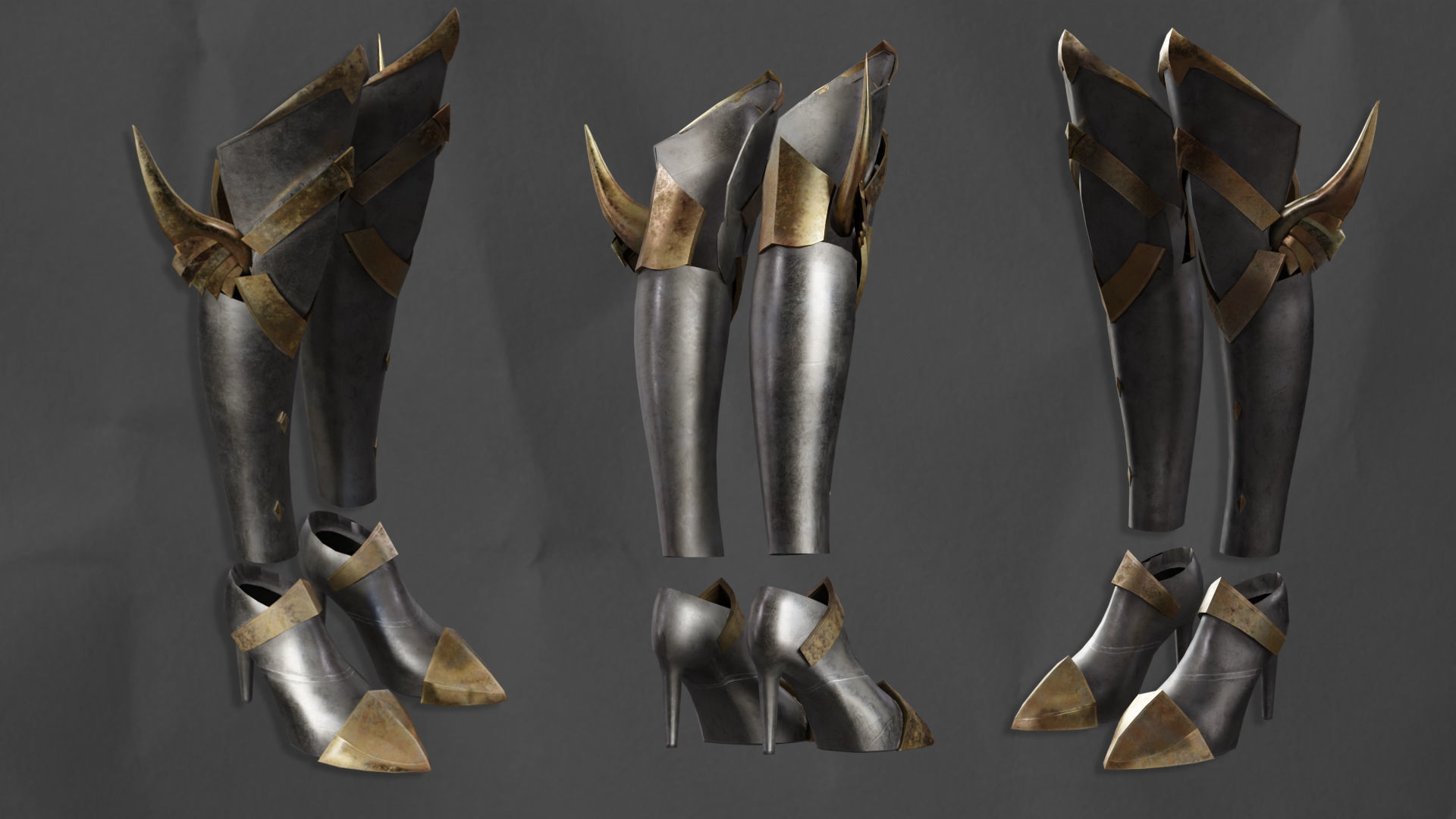 Leg Armor  game asset Low-poly 3D model_8