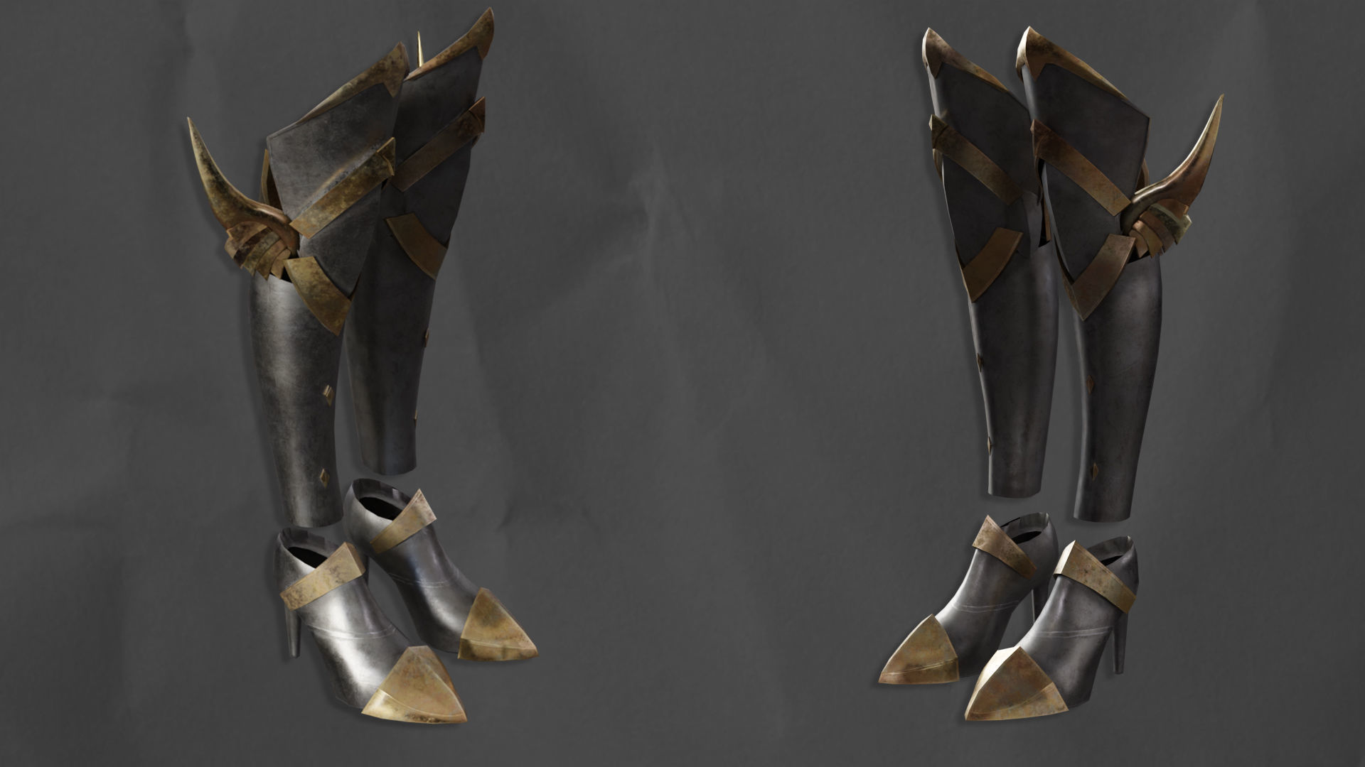Leg Armor  game asset Low-poly 3D model_7