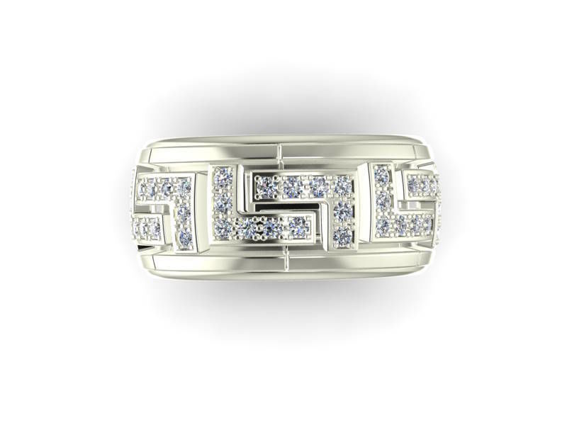 Ring  Meandr with gemstones 3D print model_3