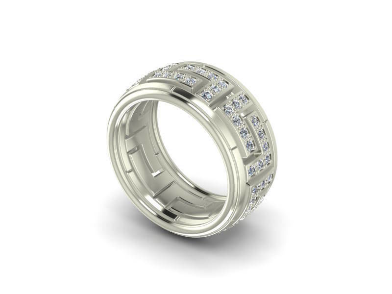 Ring  Meandr with gemstones 3D print model_2