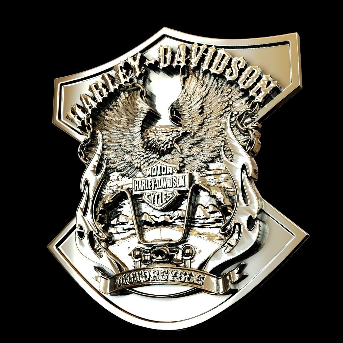 Harley Davidson badge logo 3D print model_3