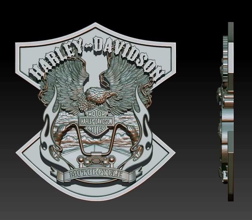 Harley Davidson badge logo 3D print model_2