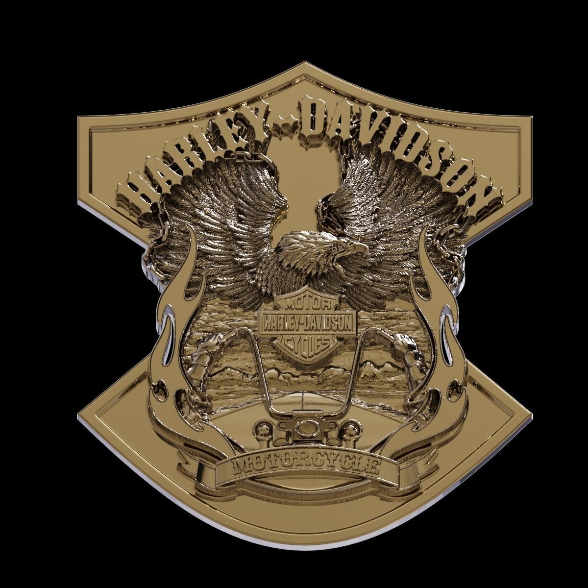 Harley Davidson badge logo 3D print model_5