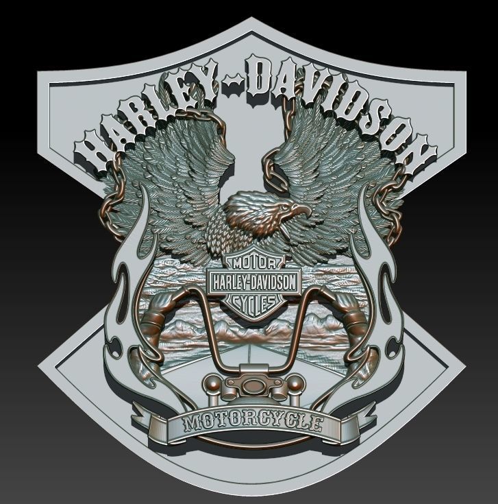Harley Davidson badge logo 3D print model_1