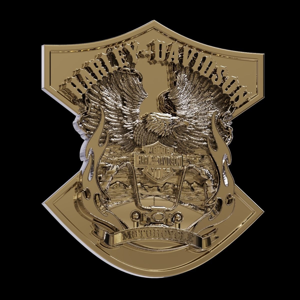 Harley Davidson badge logo 3D print model_4