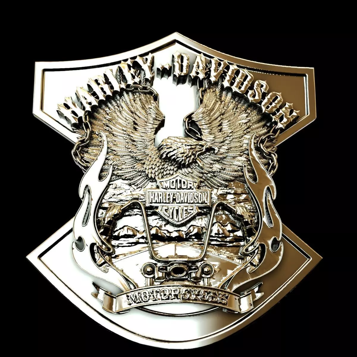 Harley Davidson badge logo 3D print model_0