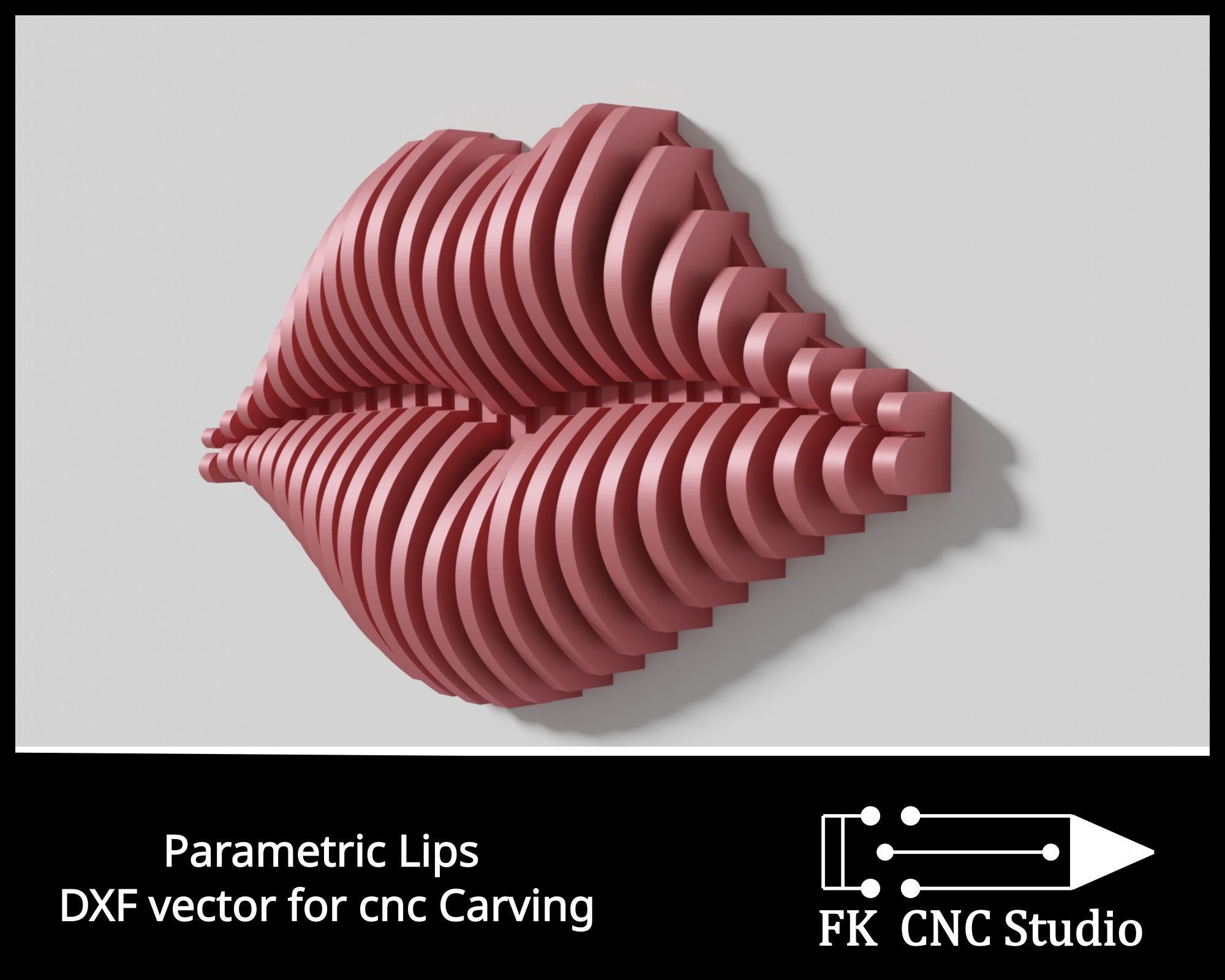 Parametric Lips wall art dxf file for cnc machining 3D print model_2