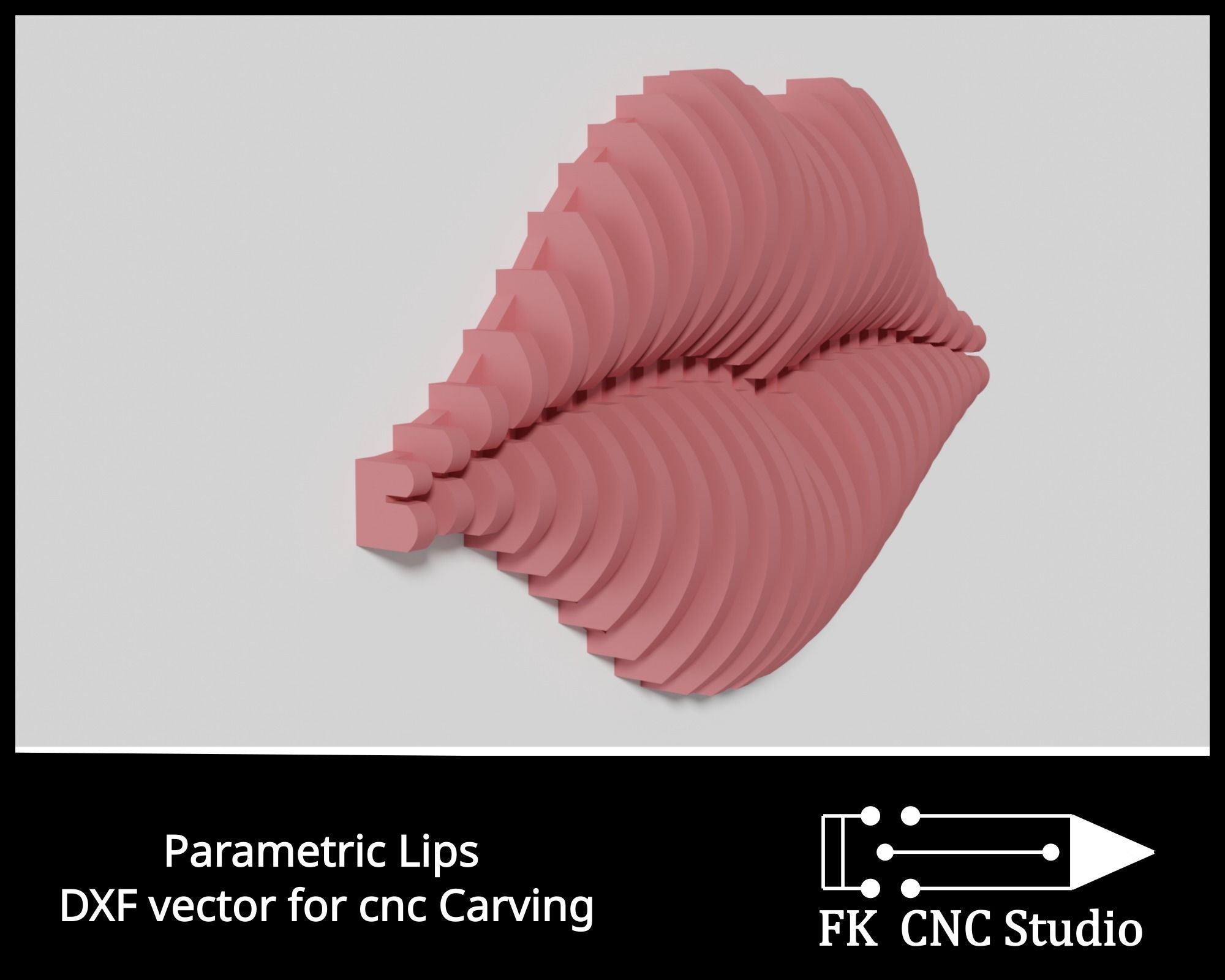 Parametric Lips wall art dxf file for cnc machining 3D print model_1