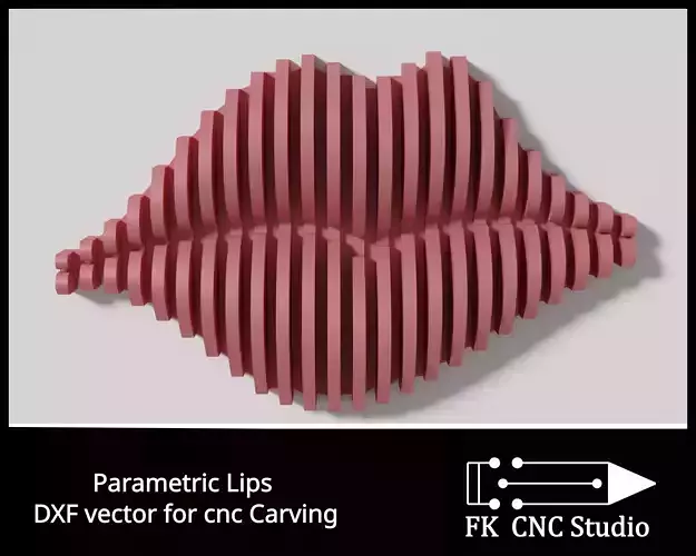 Parametric Lips wall art  dxf file for cnc machining  3D print model