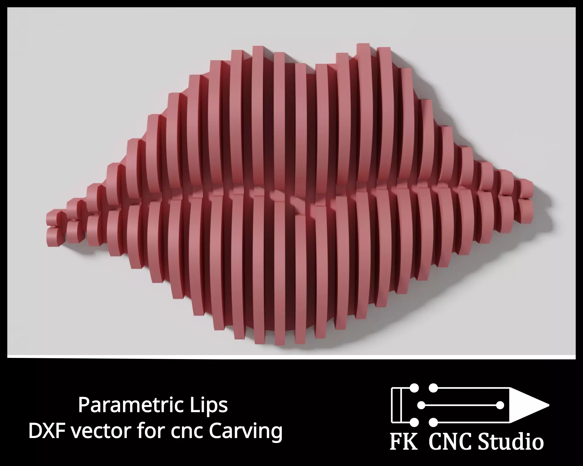 Parametric Lips wall art dxf file for cnc machining 3D print model_0