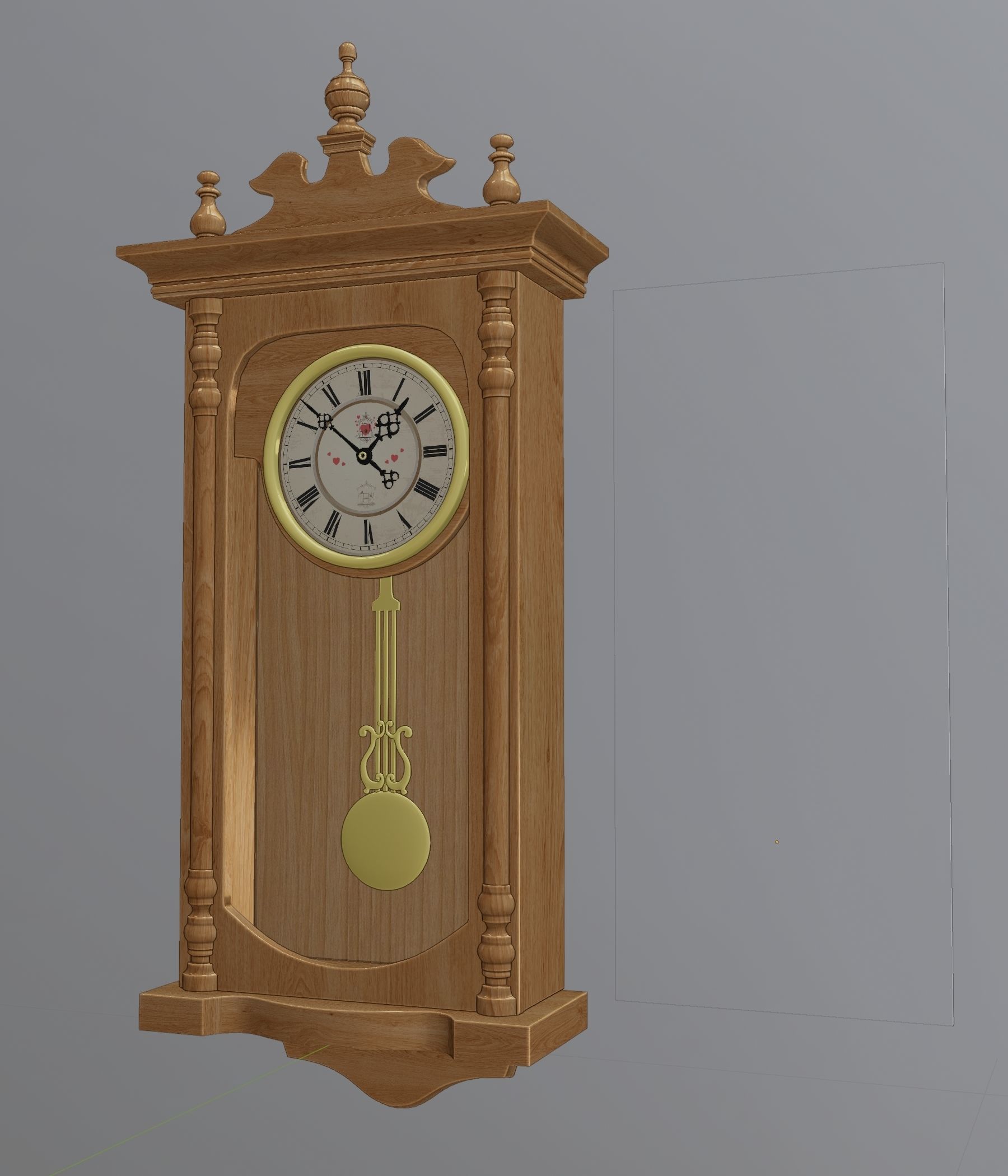 Vintage wooden wall clock 3D model_5