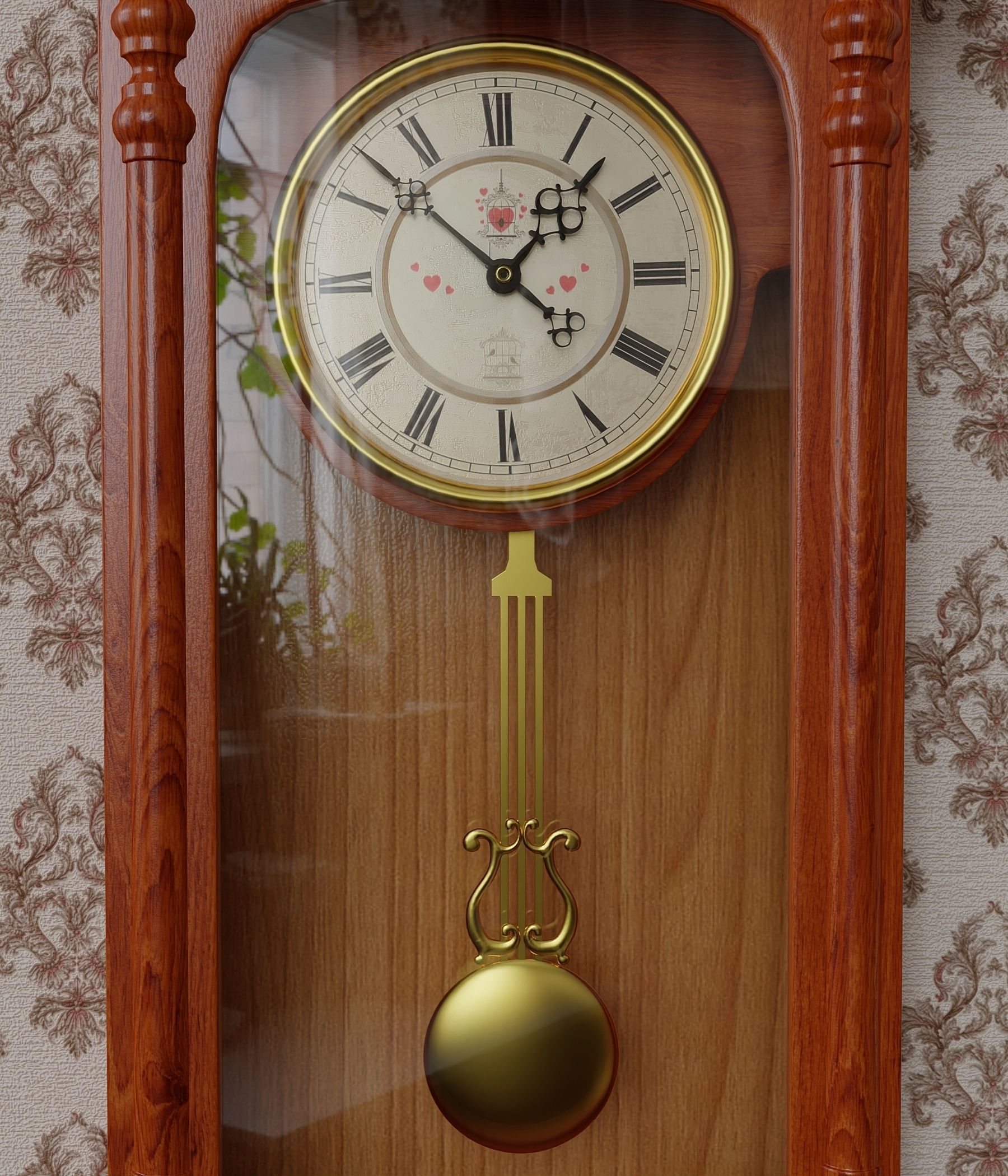 Vintage wooden wall clock 3D model_3