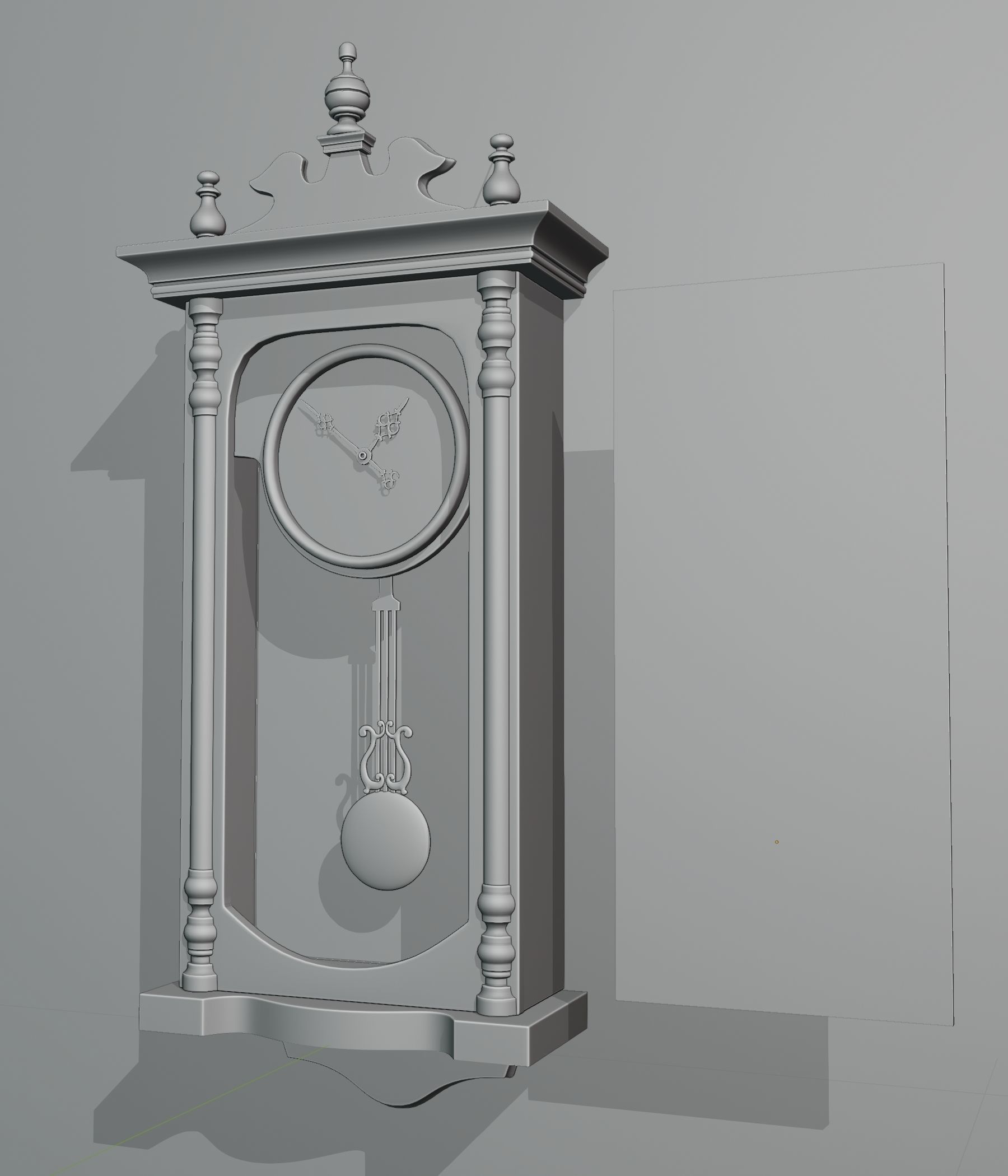 Vintage wooden wall clock 3D model_4