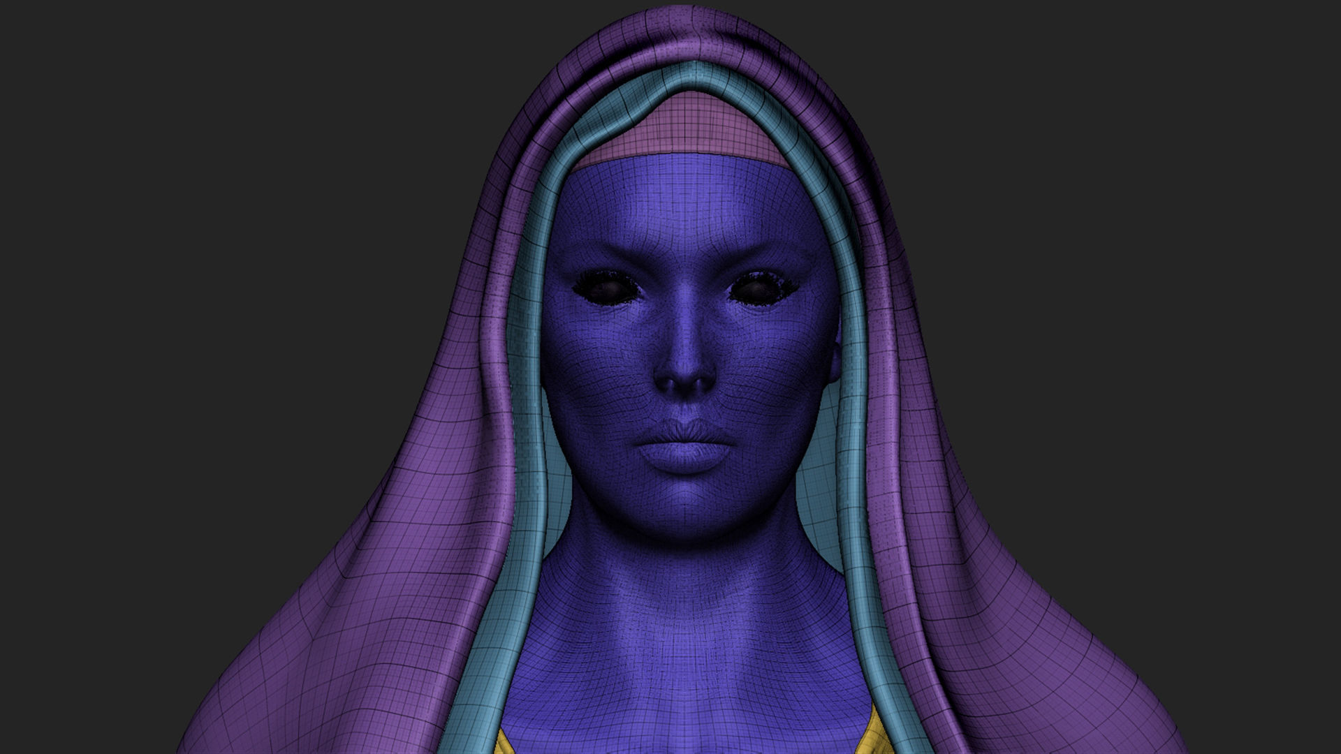 Nun-woman star wars character in dress 3D model_8