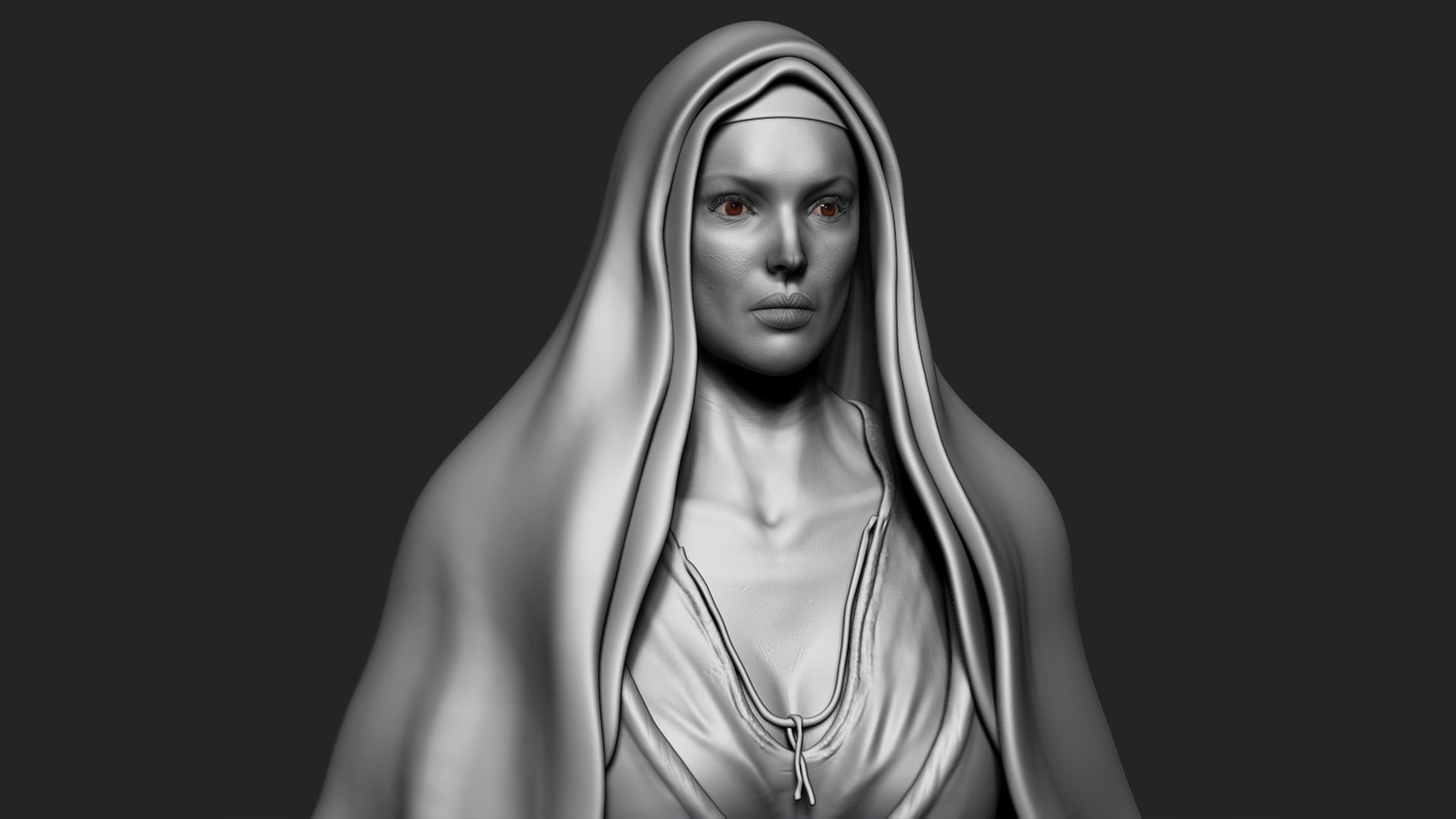 Nun-woman star wars character in dress 3D model_10