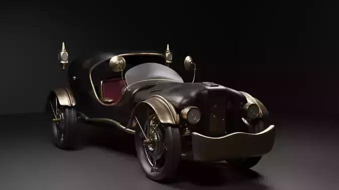 Steam Punk Vintage Car Mid-poly Low-poly 3D model
