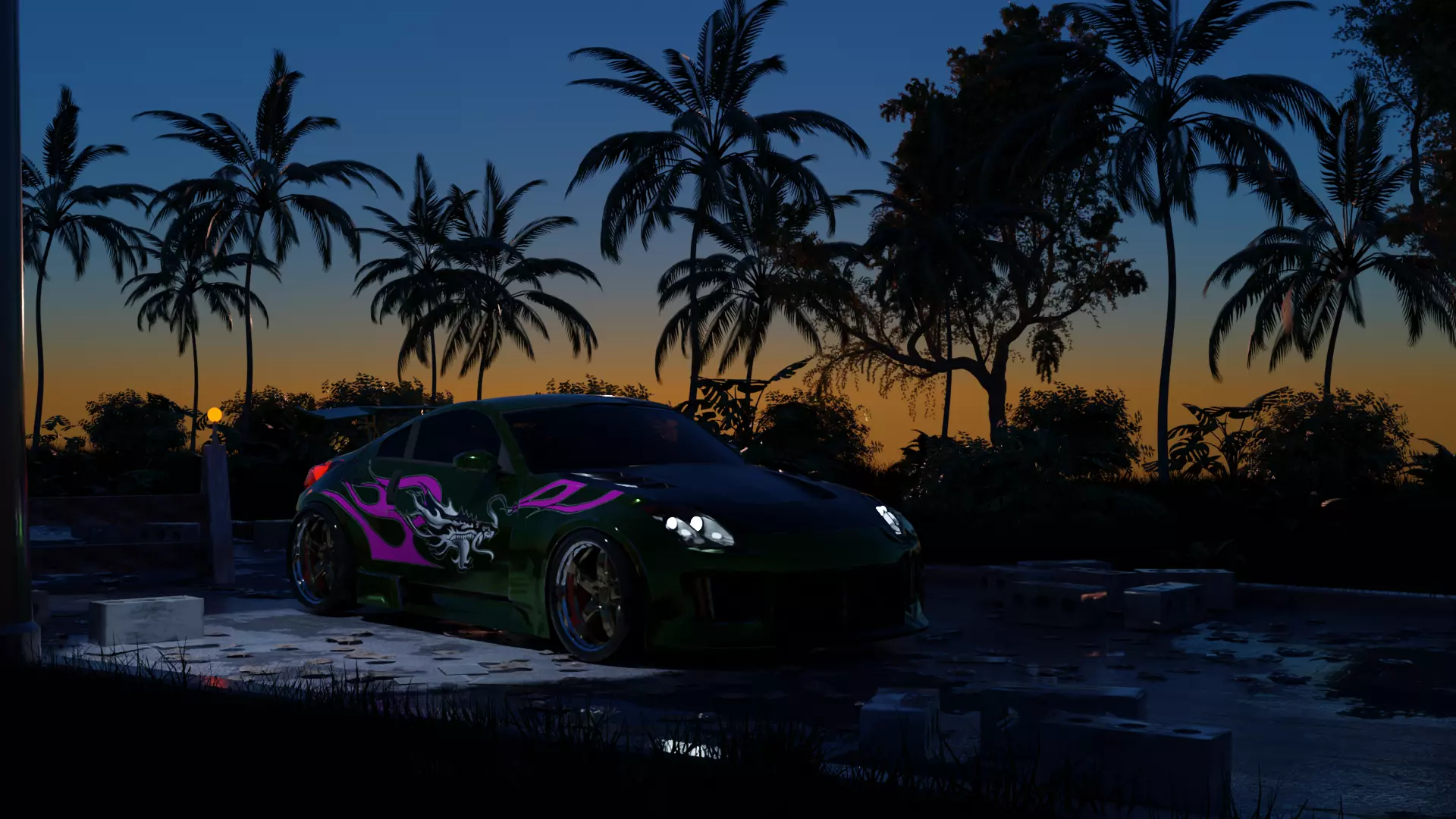 Street with Rachel 350Z 3D model_0