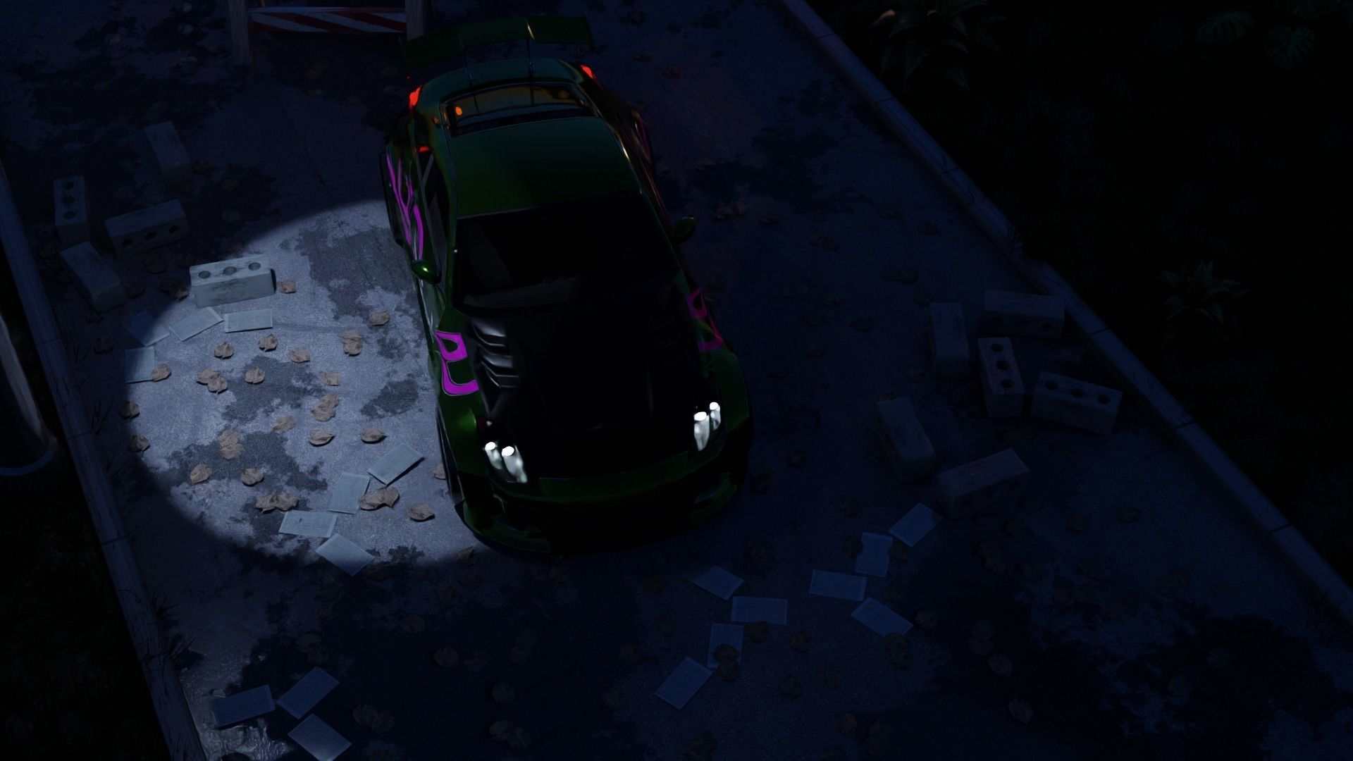 Street with Rachel 350Z 3D model_7