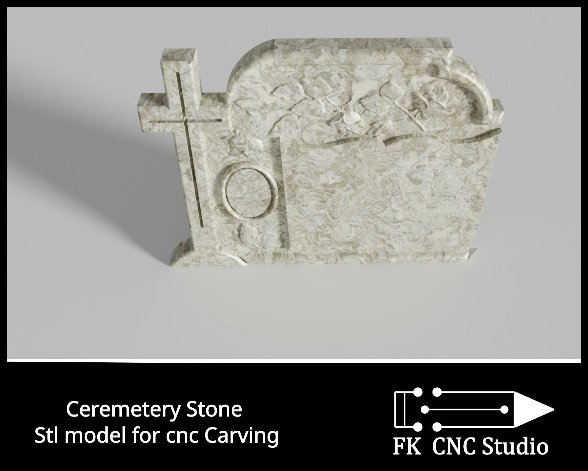 Cemetery stone - file for cnc carving 3D print model_3