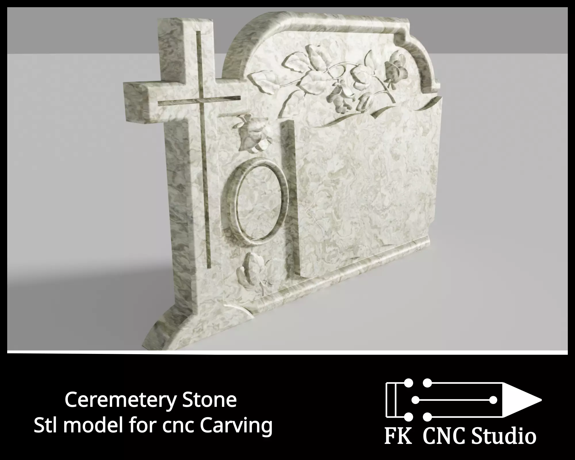 Cemetery stone - file for cnc carving 3D print model_0