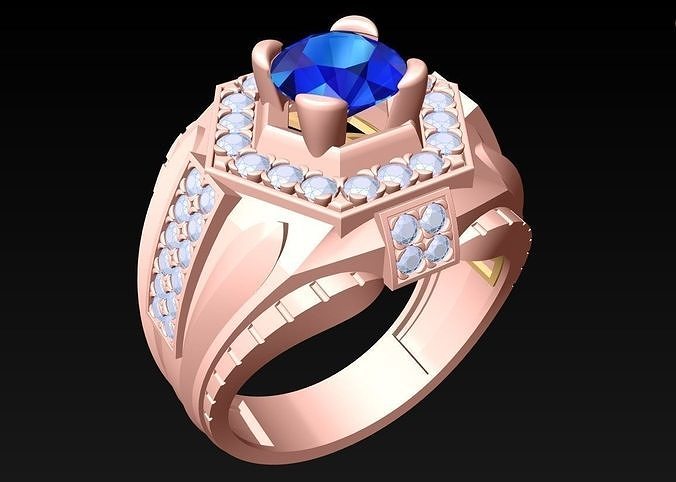 Diamond Rings - Mens Ring - N2153 3D print model