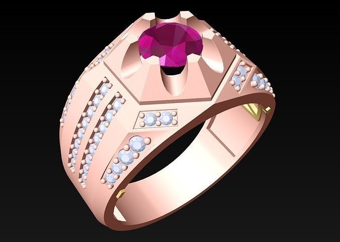 Diamond Rings - Mens Ring - N1023 3D print model