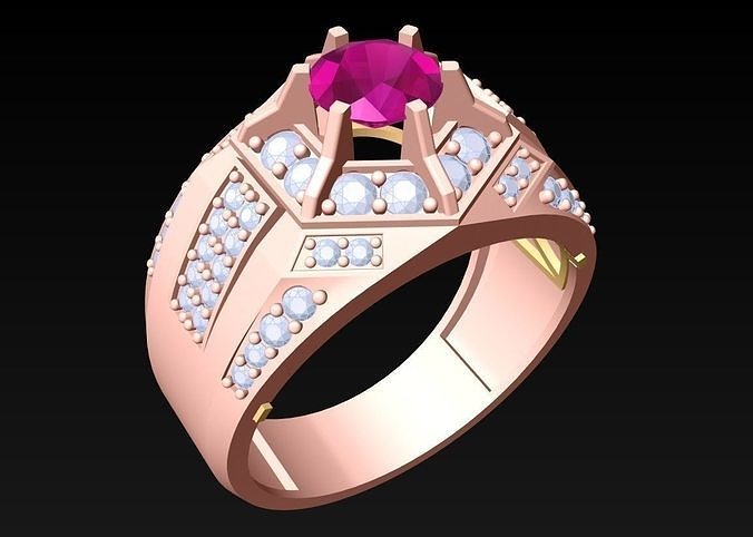 Diamond Rings - Mens Ring - N1026 3D print model
