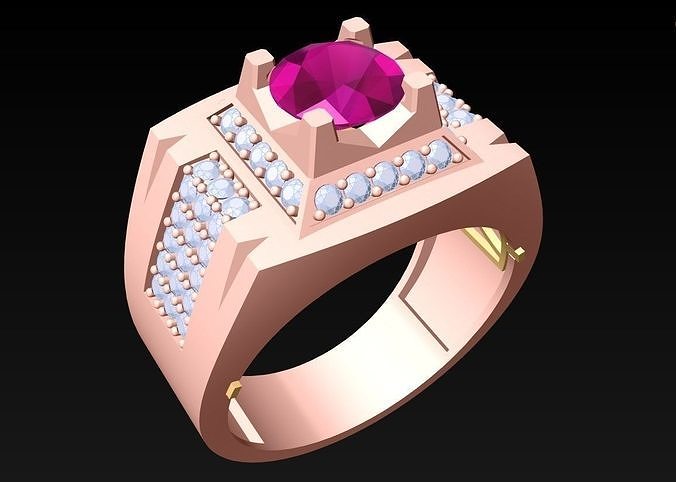 Diamond Rings - Mens Ring - N1029 3D print model