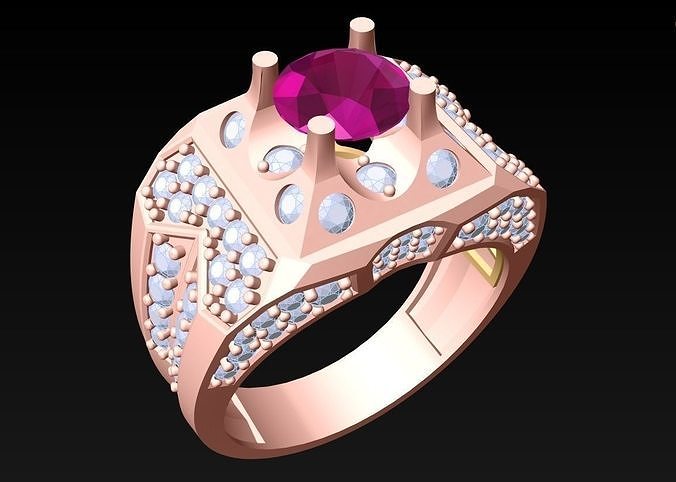 Diamond Rings - Mens Ring - N1014 3D print model