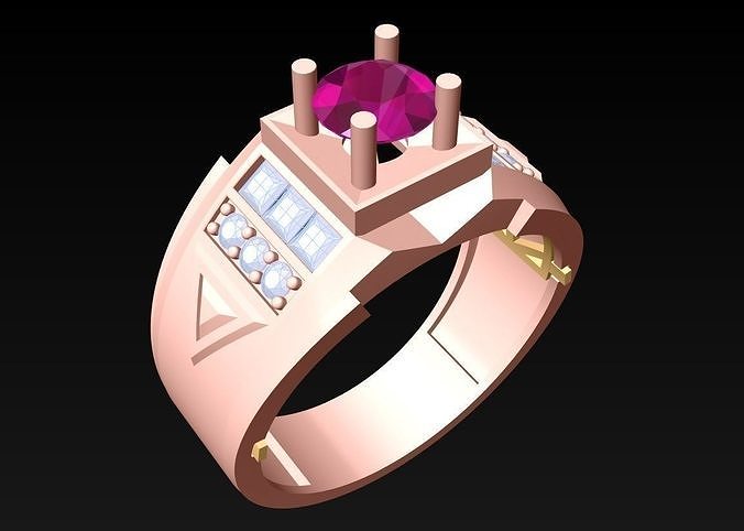 Diamond Rings - Mens Ring - N2310 3D print model