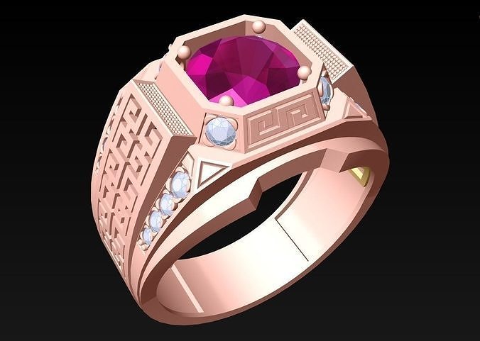 Diamond Rings - Mens Ring - N2217 3D print model