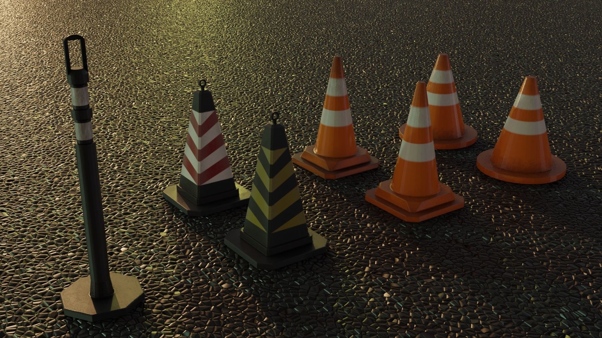 Traffic Cones Free low-poly 3D model_1