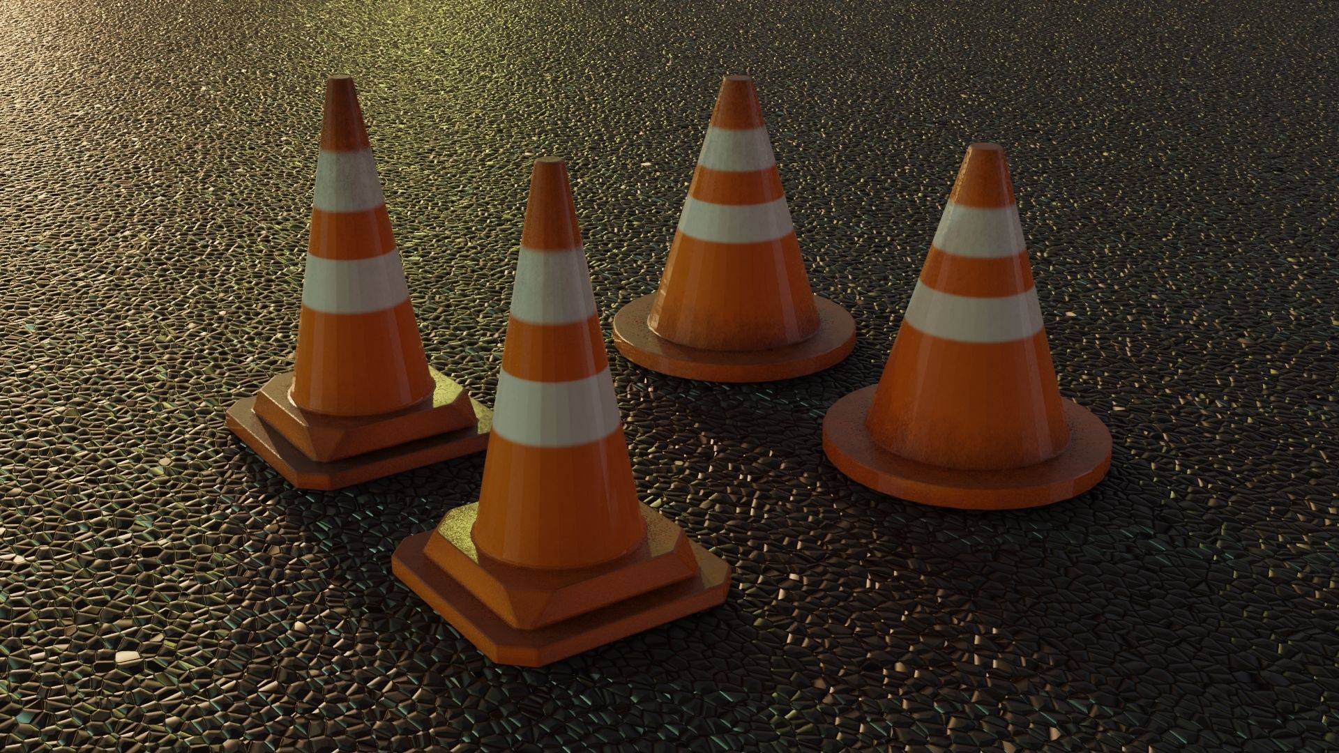 Traffic Cones Free low-poly 3D model_3