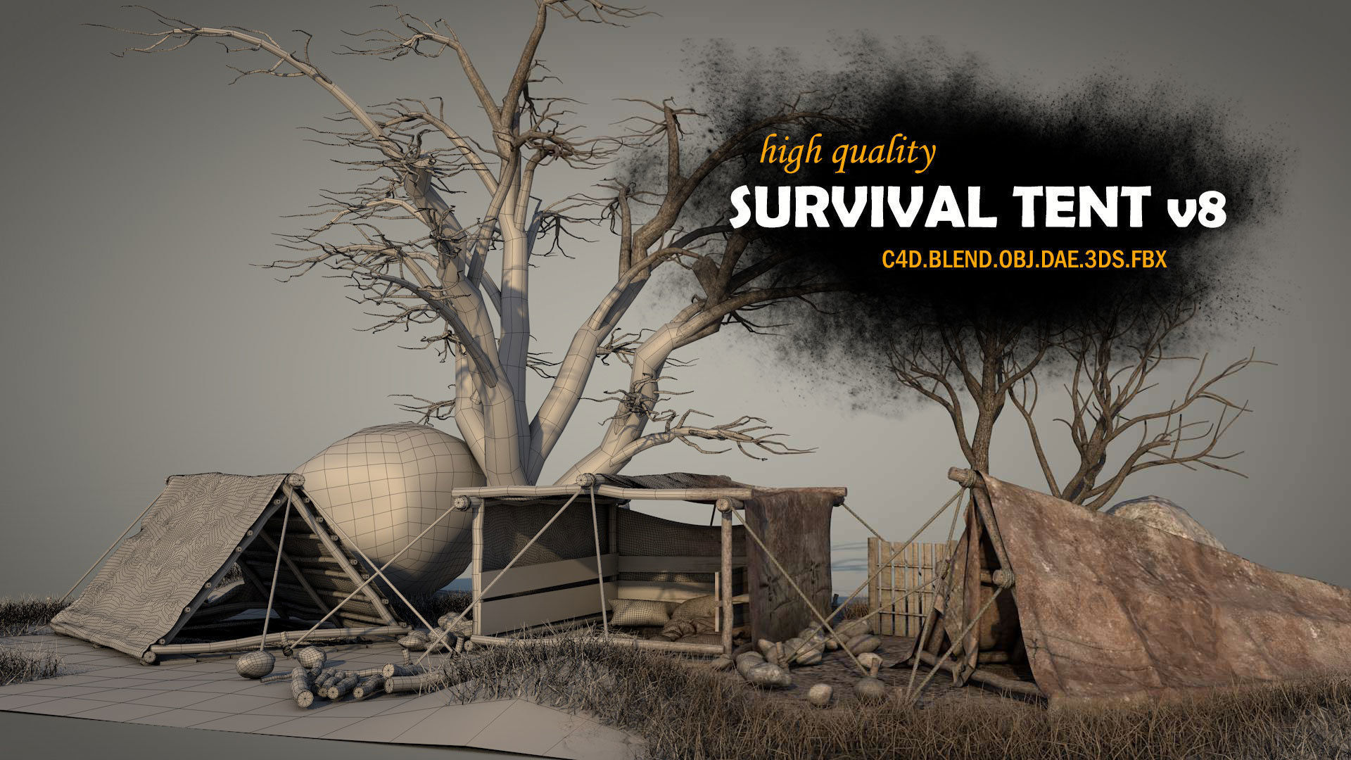 Survival Tent v8 3D model_1