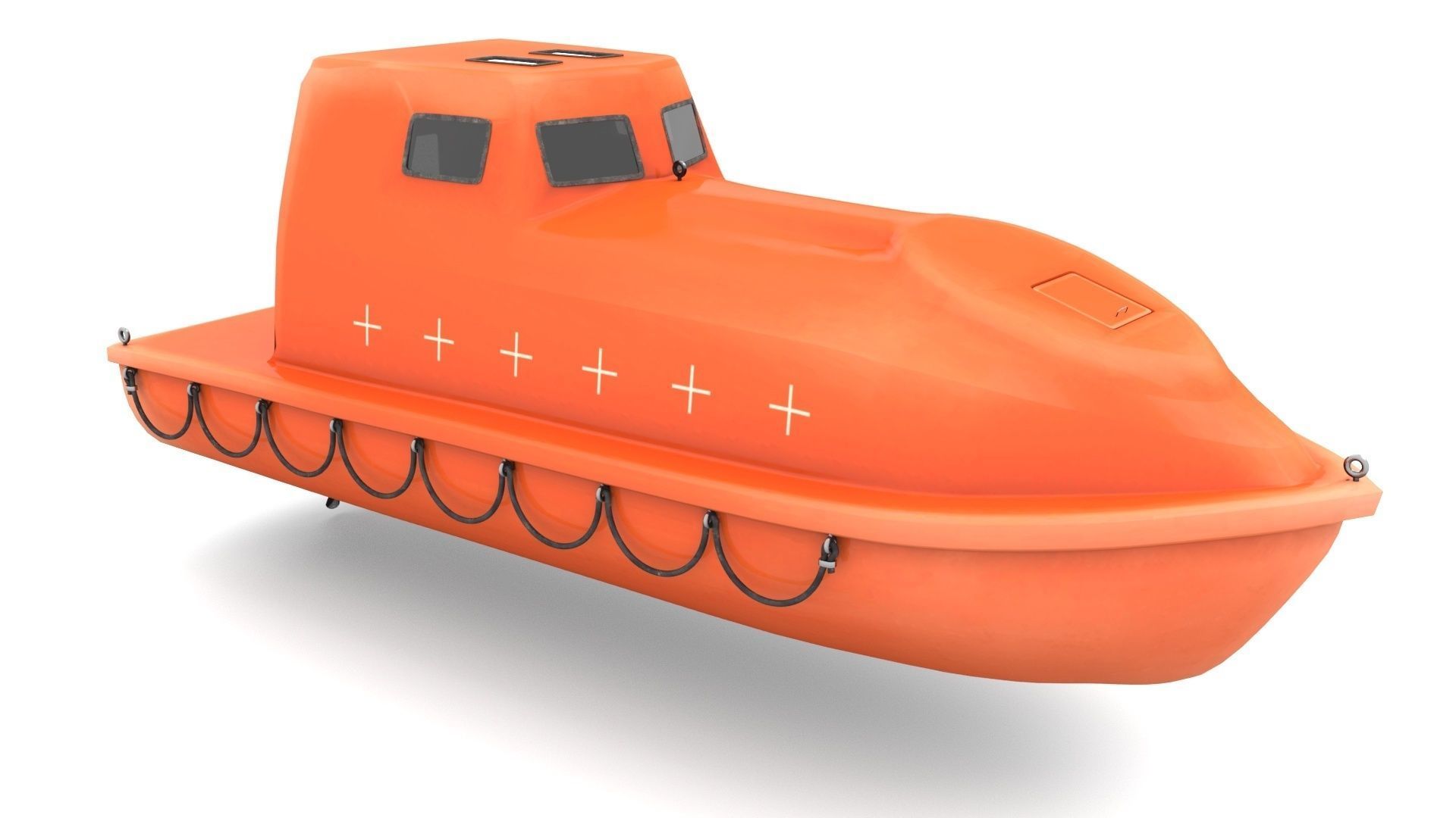 Enclosed Lifeboat with Davit Low-poly 3D model_11