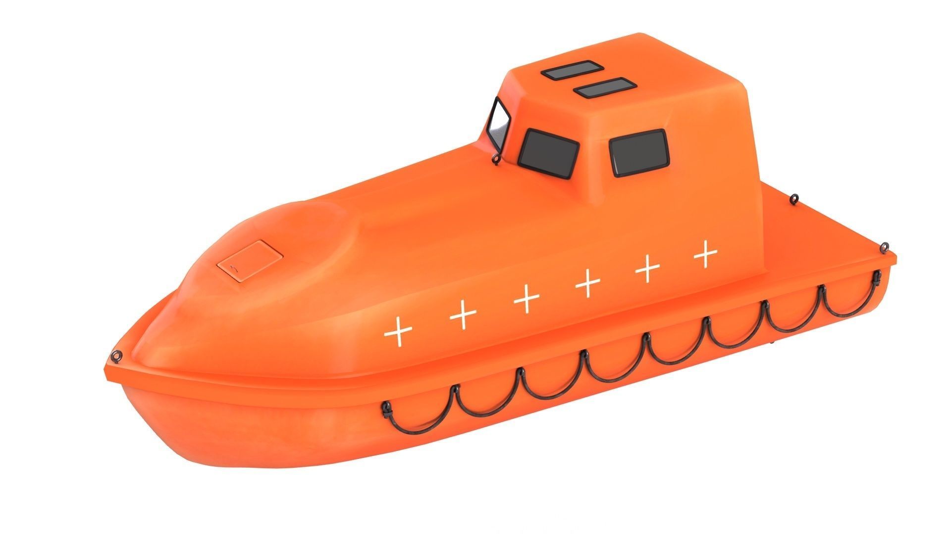 Enclosed Lifeboat with Davit Low-poly 3D model_12