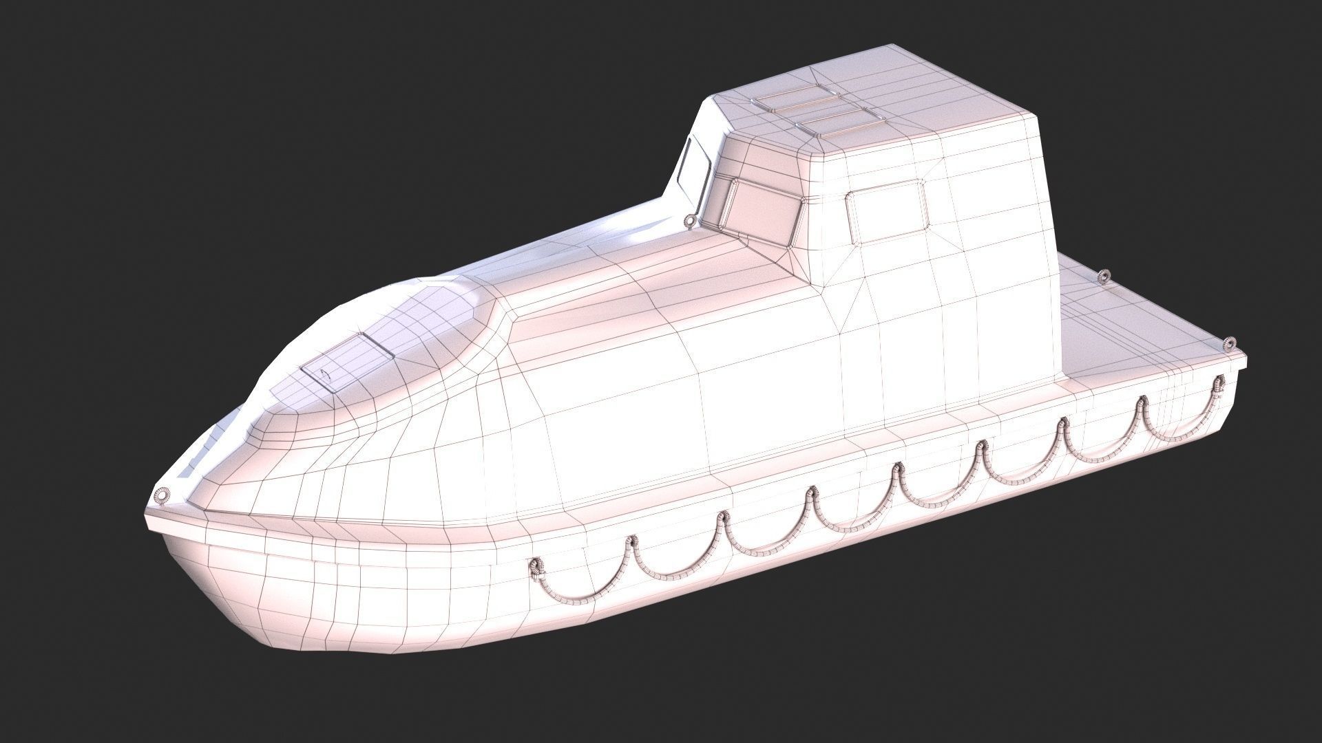 Enclosed Lifeboat with Davit Low-poly 3D model_19