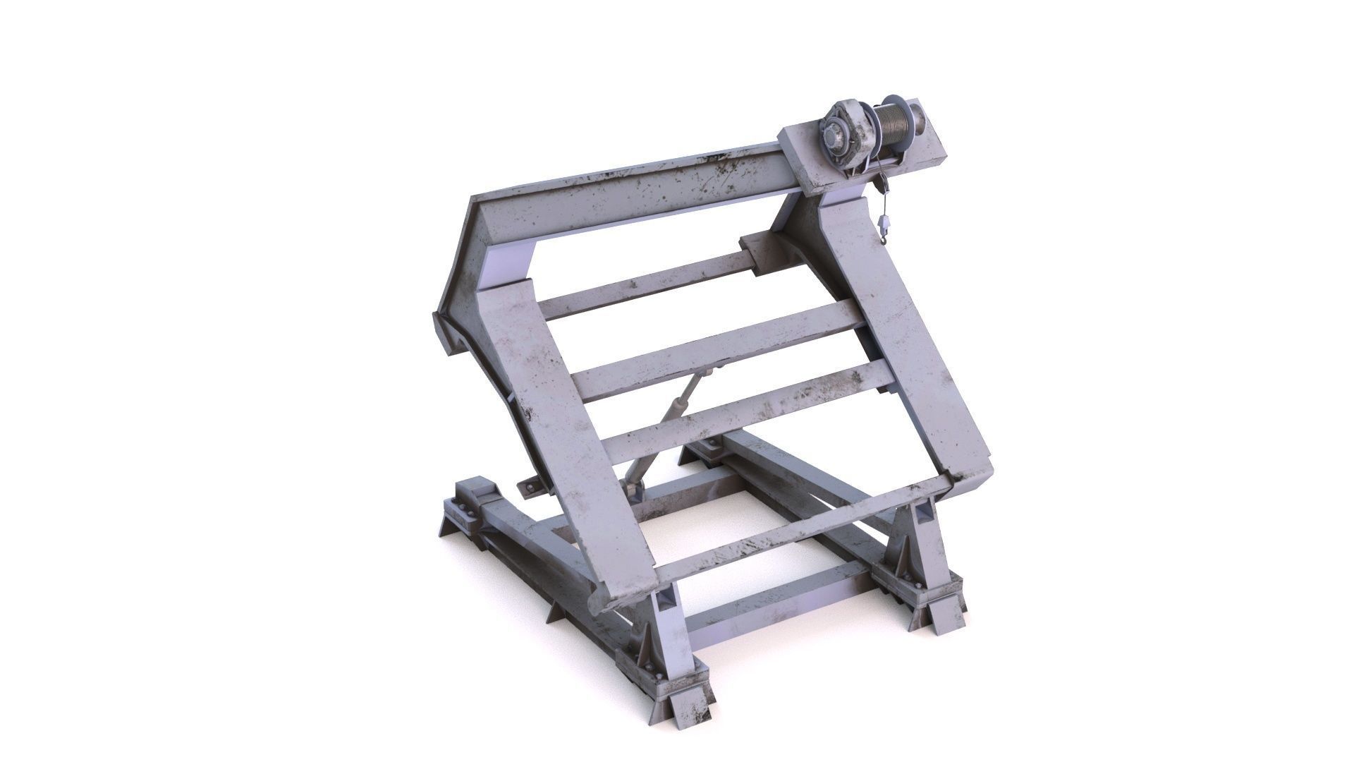 Enclosed Lifeboat with Davit Low-poly 3D model_7