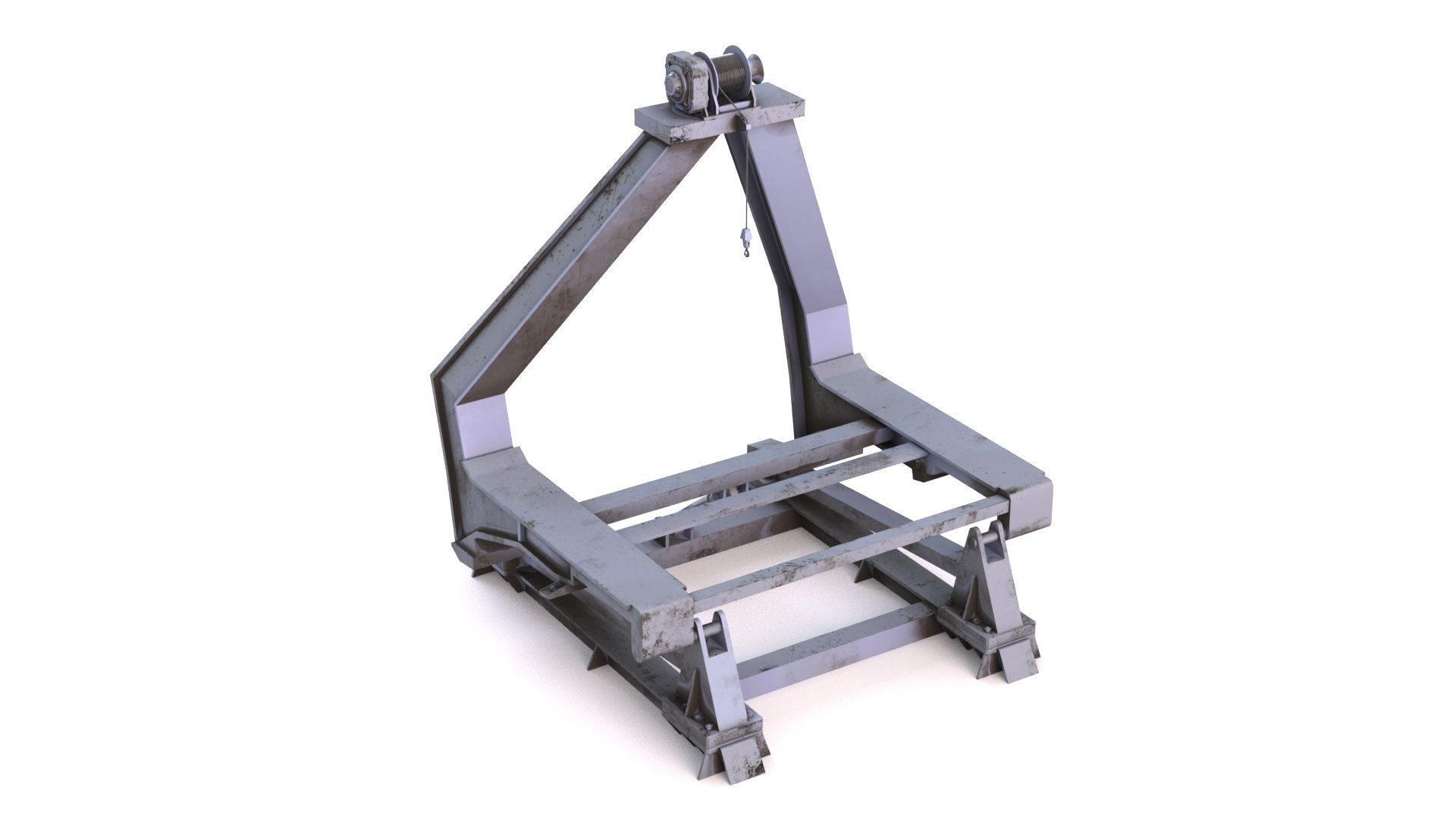 Enclosed Lifeboat with Davit Low-poly 3D model_6